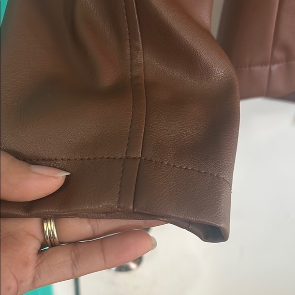 Marc New York Brown Leather Biker Jacket - Picture 11 of 16